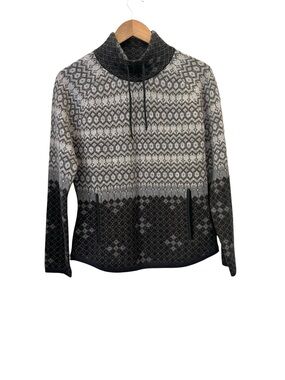 Women's Black & Gray Fair Isle Funnel Neck Sweater Everest